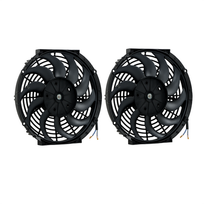 Solid Spare 2× 12" Electric Radiator Cooling Slim Fans Push Pull Mount Black For Universal