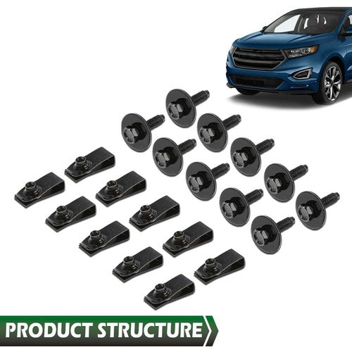 Solid Spare Fit For Ford Truck Body Bolts & U-Nut Clips- M6-1.0 x 25mm- 10mm Hex Black