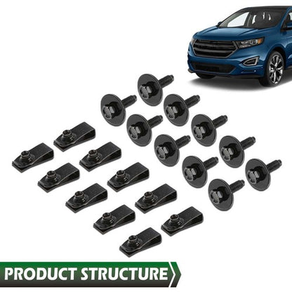 Solid Spare Fit For Ford Truck Body Bolts & U-Nut Clips- M6-1.0 x 25mm- 10mm Hex Black