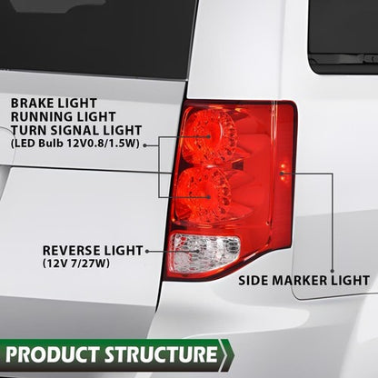Solid Spare Fit For 11-20 Dodge Grand Caravan LED Tail Light Brake Lamp Passenger Side