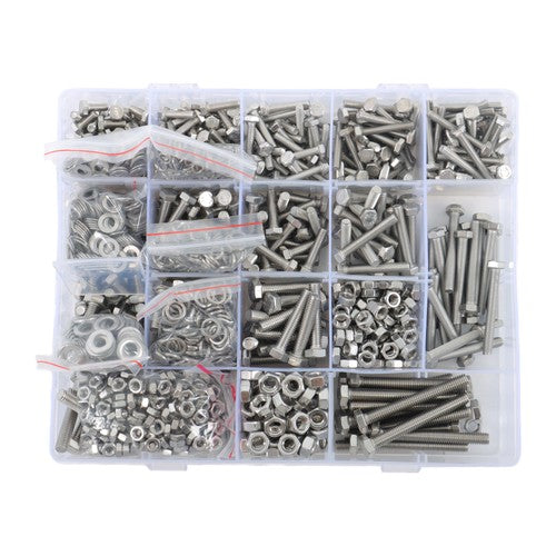 Solid Spare 1640PCS M4 M5 M6 Heavy Duty Bolts and Nuts Flat & Lock Washers Assortment Kit