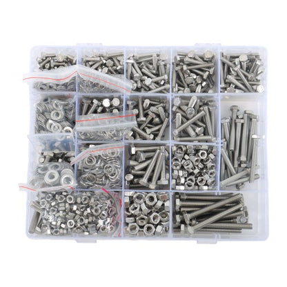 Solid Spare 1640PCS M4 M5 M6 Heavy Duty Bolts and Nuts Flat & Lock Washers Assortment Kit