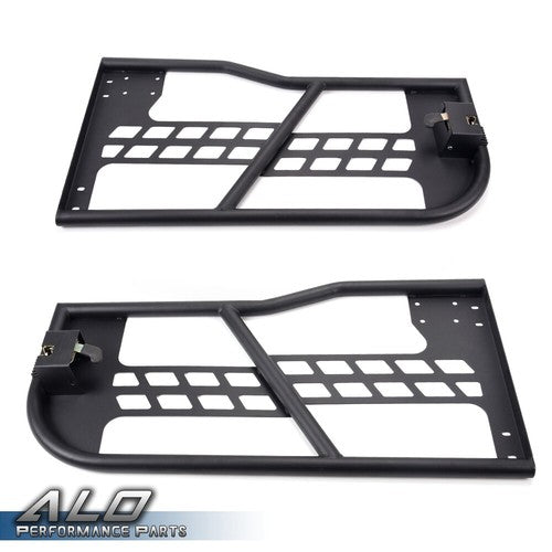 Solid Spare Fit For 2007-2018 Jeep Wrangler JK 4 Door Textured Unlimited Tube Doors Black