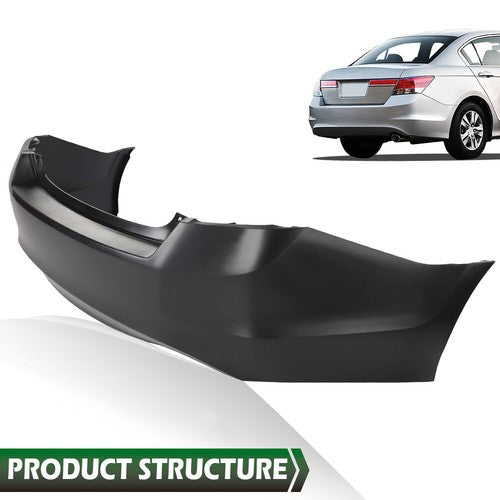 Solid Spare Fit For 2008-2012 Honda Accord 6-Cylinder Dual Exhaust Rear Bumper Cover Black