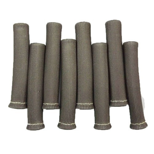 Solid Spare 1200° GRAY SPARK PLUG WIRE BOOTS HEAT SHIELD PROTECTOR SLEEVE SBC BBC 350 X8