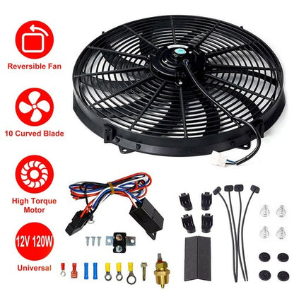 Solid Spare 12V Thermostat Relay Switch Kit 16" Electric Radiator Cooling Fan High 3000CFM