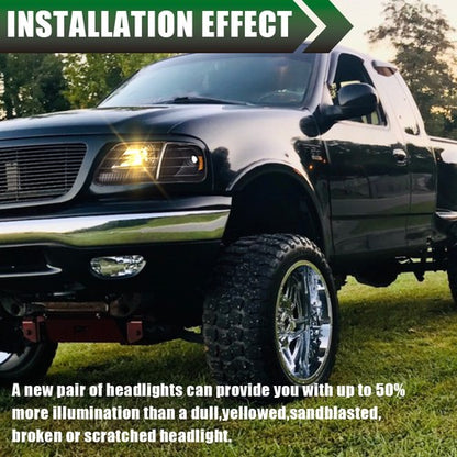 Solid Spare Amber Black Headlights & Corner Lights Fit For 1997-2003 Ford F150 Expedition