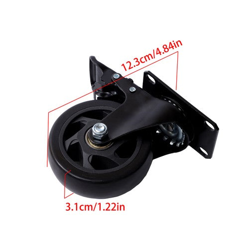 Solid Spare 4 Inch Universal Heavy Duty Swivel Caster Wheels × 4 with Brakes Black