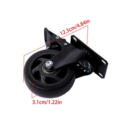 Solid Spare 4 Inch Universal Heavy Duty Swivel Caster Wheels × 4 with Brakes Black