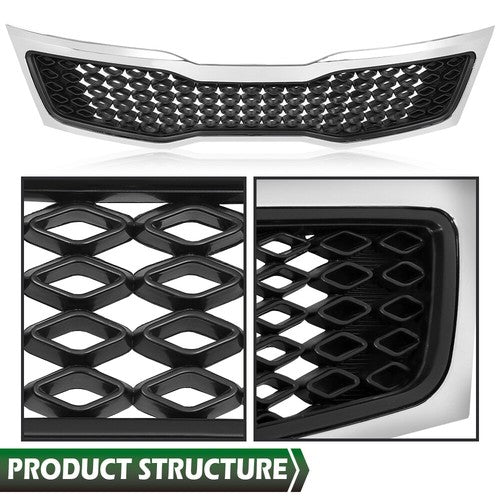 Solid Spare Fit For 2011-2013 Kia Optima Front Bumper Lower Grille Grill w/ Chrome Trim