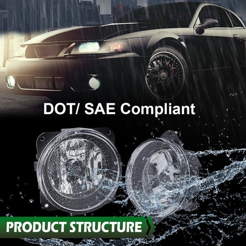 Solid Spare Bumper Fog Lights Lamps Clear W/Bulbs Fit For 03-2004 Ford Cobra/2002-2004 Focus