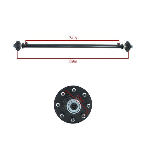 Solid Spare Fit For 7000lbs 7k TK Trailer Axle 8 lug-6.5" 74" Spring Center 89" Hub Face