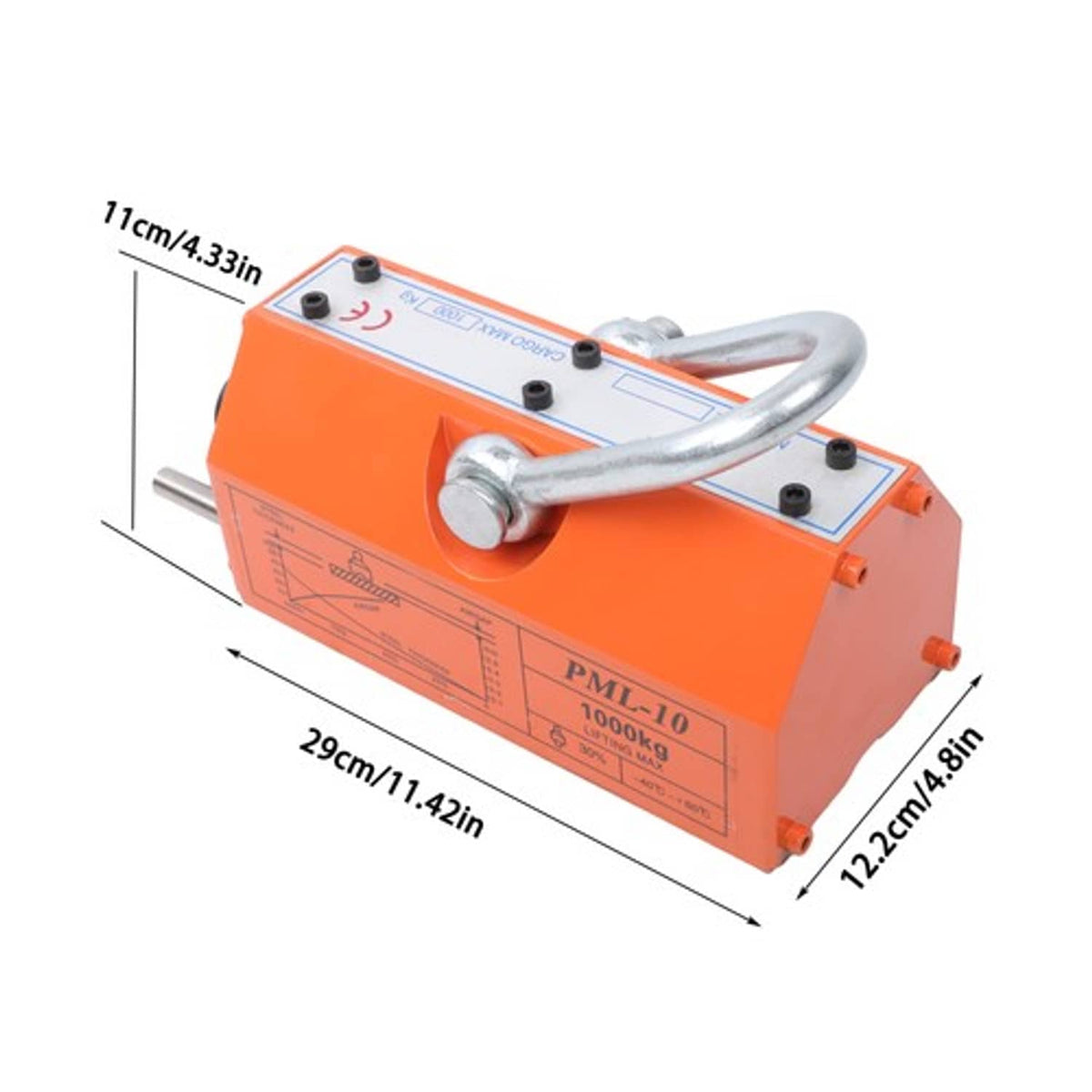 Solid Spare Neodymium Hoist 2200Lbs/1000kg Magnetic Lifter Lifting Magnet 2 Safety Factor