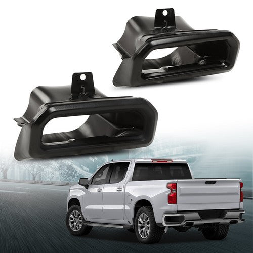 Solid Spare Fit For 19-2024 Chevy Silverado GMC Sierra 1500 Exhaust Tips Bezels Gloss Black