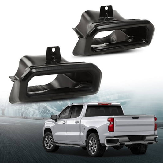 Solid Spare Fit For 19-2024 Chevy Silverado GMC Sierra 1500 Exhaust Tips Bezels Gloss Black