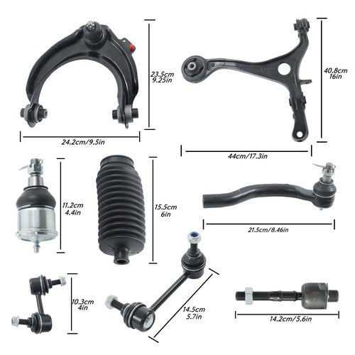 Solid Spare 16Pcs For Acura TL 2004-2006 Suspension Kit Front Lower Upper Control Arm Set