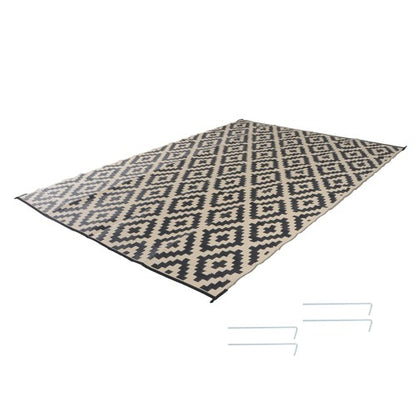 Solid Spare 10x14 ft Outdoor Plastic Straw Rug For Camping Outdoor Carpet Black & Beige