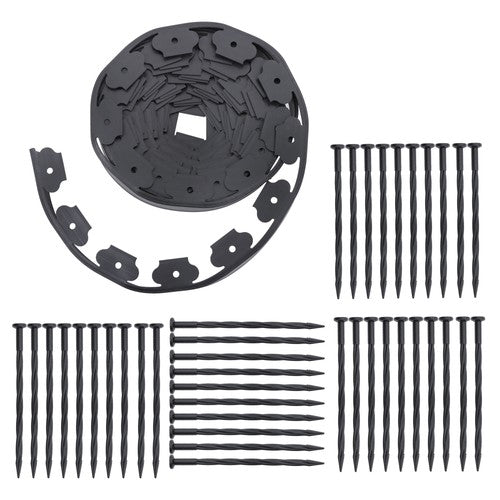 Solid Spare Lawn Border L-shaped Lawn Garden Edging Kit 40FT With 40Pcs Anchoring Spikes