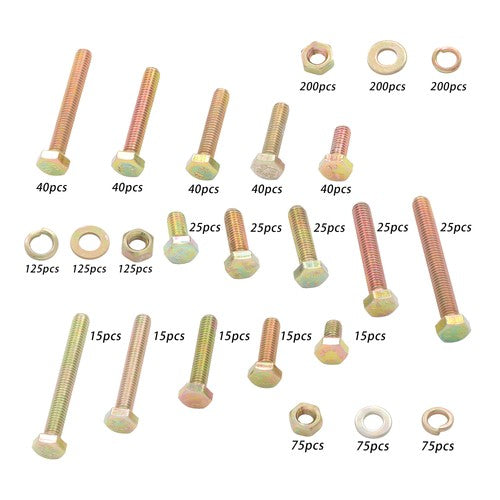 Solid Spare M4 M6 M5 1600PCS Grade 8.8 Bolts and Nuts Flat & Lock Washers Assortment Kit