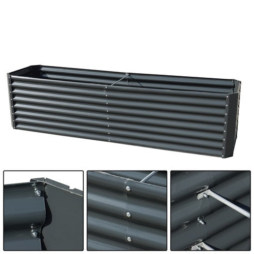 Solid Spare 8x2x2 Ft Metal Raised Garden Beds Metal Planter Box Easy Assembl