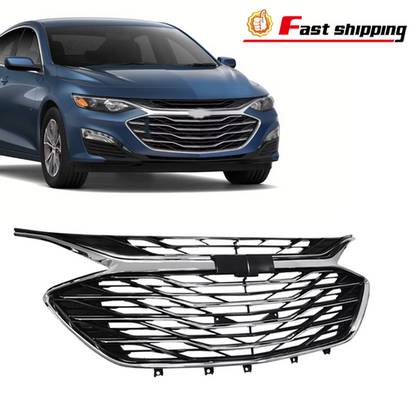 For 2019-2023 Chevrolet Malibu Front Bumper Upper Lower Grille Black Chrome 3PCS