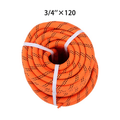 Solid Spare 3/4 in X120' 48 Stranded Braided Rope Breaking Strength 8626 Pounds Orange Black
