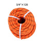 Solid Spare 3/4 in X120' 48 Stranded Braided Rope Breaking Strength 8626 Pounds Orange Black