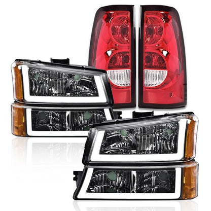 Solid Spare Fit For 2003-2006 Chevy Silverado 1500 LED DRL Headlights and Tail Lights Set