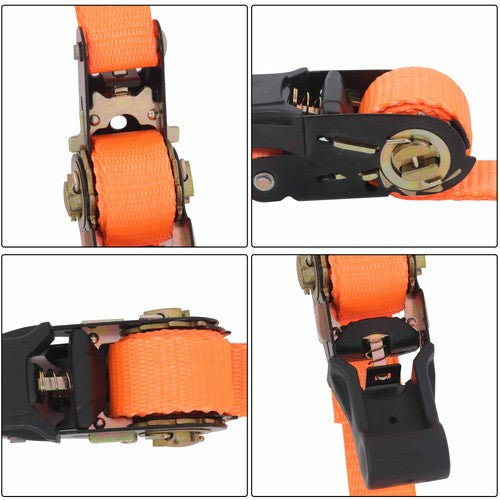 Solid Spare 2 Pack Ratchet Strap Polyester Orange Fracture Strength 2400lbs 1in*4ft S Hooks