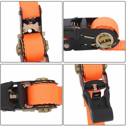 Solid Spare 2 Pack Ratchet Strap Polyester Orange Fracture Strength 2400lbs 1in*4ft S Hooks