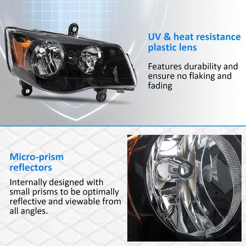 Solid Spare For 2008-2016 Chrysler Town & Country 11-20 Dodge Grand Caravan Headlight Right