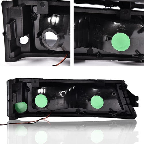 Solid Spare Fit For 2003-2007 Chevy Silverado Smoked Lens Black Housing LED DRL Headlights