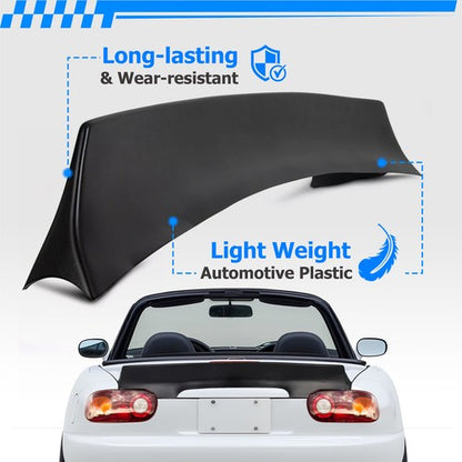 Solid Spare NEW Matte Black Duckbill Style Rear Trunk Lip Wing Spoiler FOR 90-97 Mazda Miata