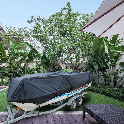 Solid Spare 11-13FT Heavy Duty Trailerable Boat Cover Waterproof Fish Ski V-Hull Runabout US
