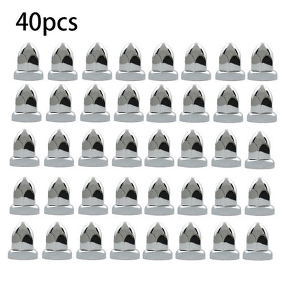 Solid Spare 40pcs ABS Chrome 33mm Push-on Bullet Flanged Lug Nut Covers for Semi Trucks