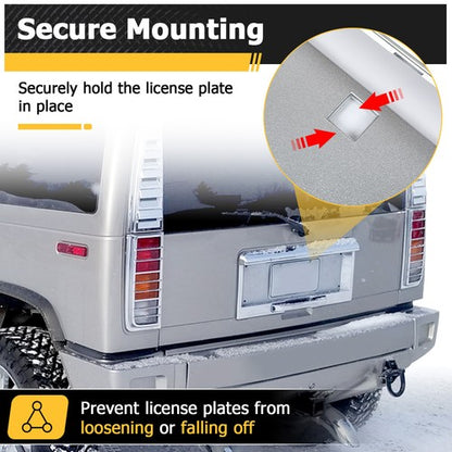 Solid Spare Rear License Plate Trim Cover Frame For 2003-2005 HUMMER H2 SUV Chrome W/Holes