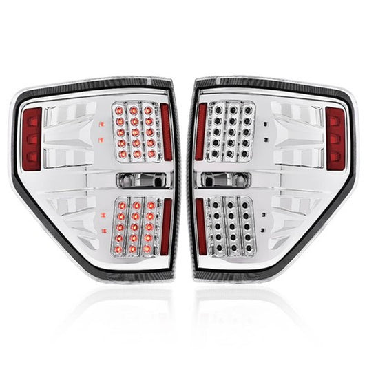 Solid Spare Fit For 2009-2014 Ford F-150 LED Rear Tail Lights Brake Lamps Assembly Chrome