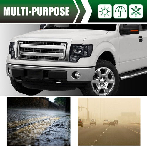 Solid Spare Fit For 09-14 Ford F150 Pickup Rear Tail Lights Brake Lamp+Smoke Lens Headlights