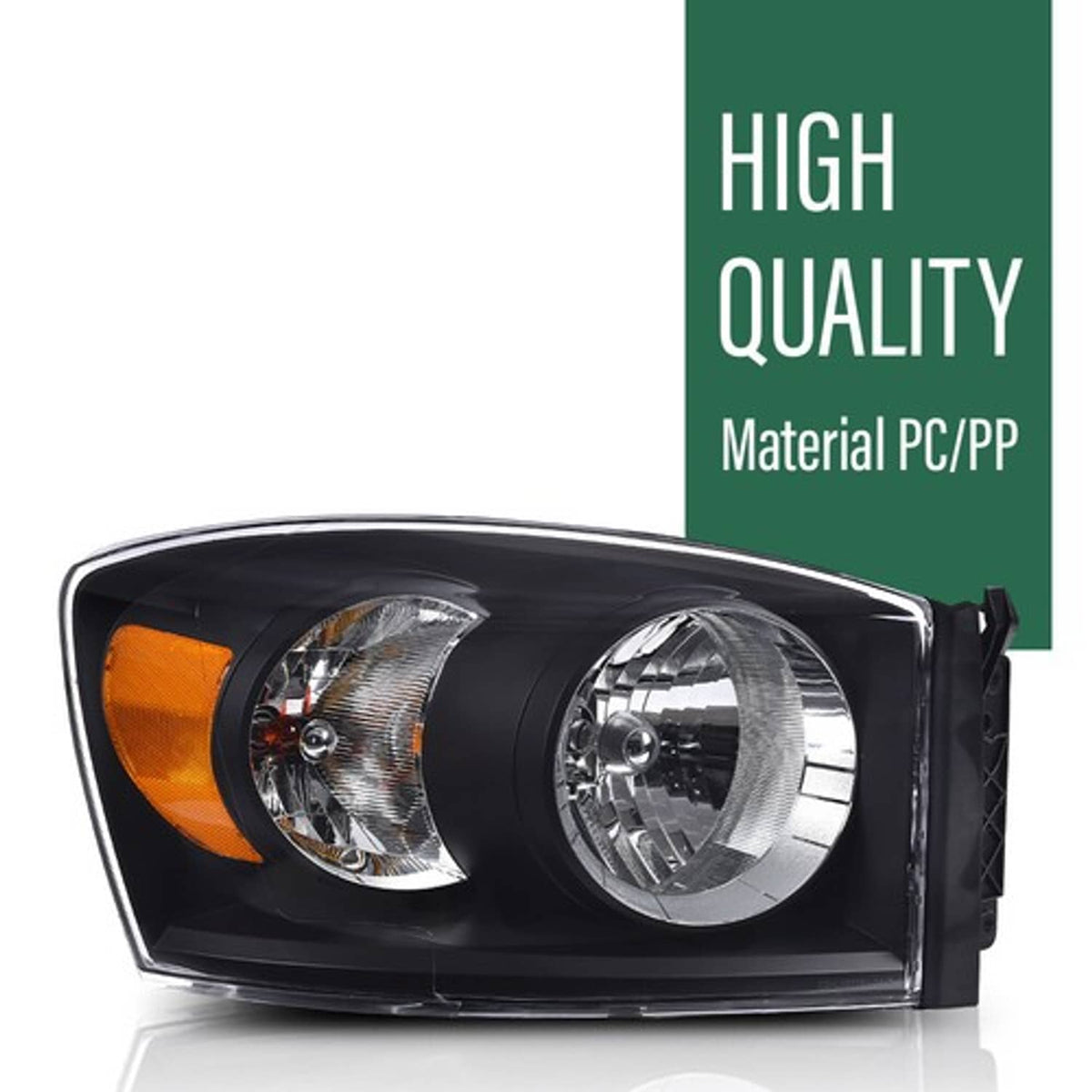 Solid Spare Fit For 06-08 Dodge Ram 1500/2006-2009 Ram 2500 3500 Clear Black Headlights