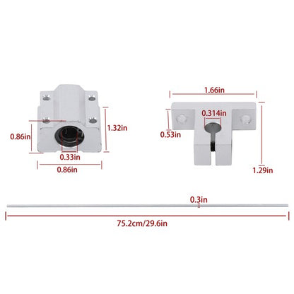 Solid Spare 2Pcs 8×750mm Linear Motion Rail Shaft Slide Guide w/ 4 SCS8UU Bearing & SK8 Rail