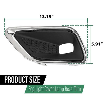 Solid Spare Fit For 2019-2020 Jeep Cherokee Front Bumper Fog Light Cover Bezel Left+Right