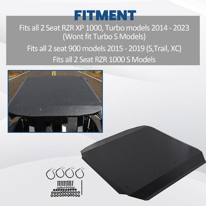 Solid Spare Thick 1/4" Hard Plastic Roof Top For Polaris RZR 900 S / RZR S 1000 2014-23