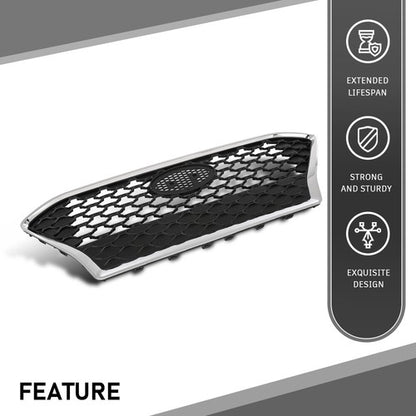 Solid Spare Front Bumper Upper Grille Grill Black Chrome Fit For 2018-2021 Hyundai Kona