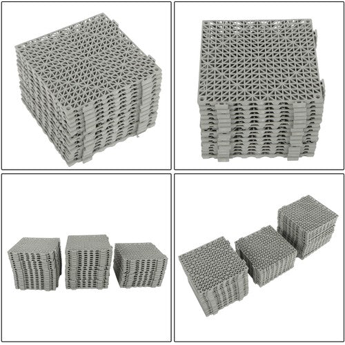 Solid Spare 12x12Inch Interlocking Drainage Floor Tiles Modular Interlocking Tile 55Pcs Gray