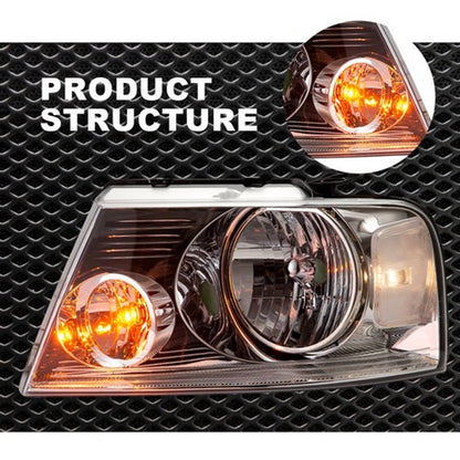 Solid Spare FIT FOR 2004-2008 FORD F150 LINCOLN MARK LT CLEAR CHROME HEADLIGHTS LAMPS LH+RH