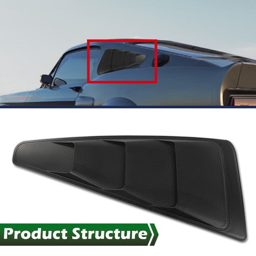 Solid Spare Fit For 05-14 Ford Mustang GT 1/4 Quarter Side Window Louver Cover Carbon Look