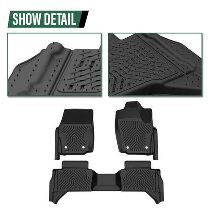 Solid Spare TPE Floor Mats Liners Fit For 2024-2025 Toyota Tacoma Double Cab All Weather
