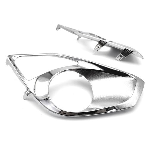 Pair Chrome Front Bumper Fog Light Cover Bezels For 2013 2014 2015 Toyota Avalon