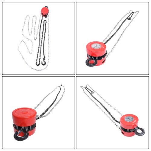 Solid Spare Chain Hoist Chain Block 1 Ton Capacity 10 Feet Lift Steel Construction Red