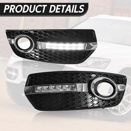 LED DRL Fog Lights Bezel Cover Lamp w/Wire harness switch For 2009-2012 Audi Q5